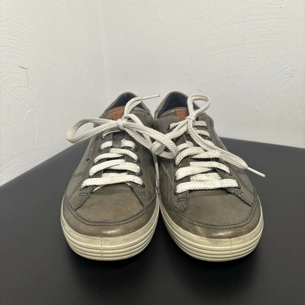 Ecco Men's Soft 7 Brown/Green Leather Low Top Lace-Up Sneakers Shoes Sz 39/5-5.5